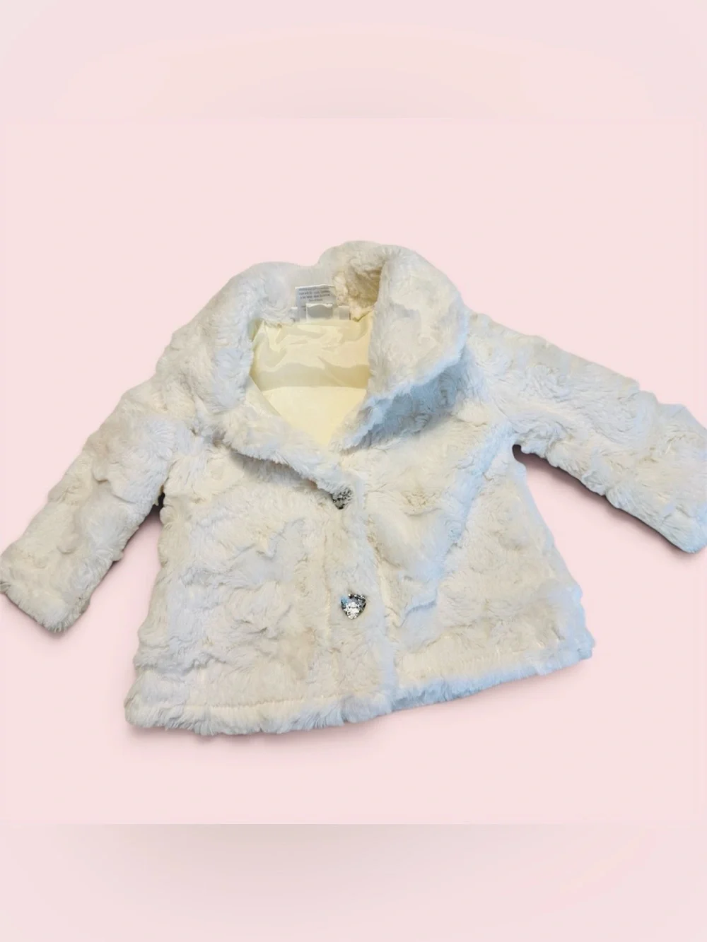 Mini Muffin Infant Baby White Faux Fur Jacket 0-3 Months Holiday